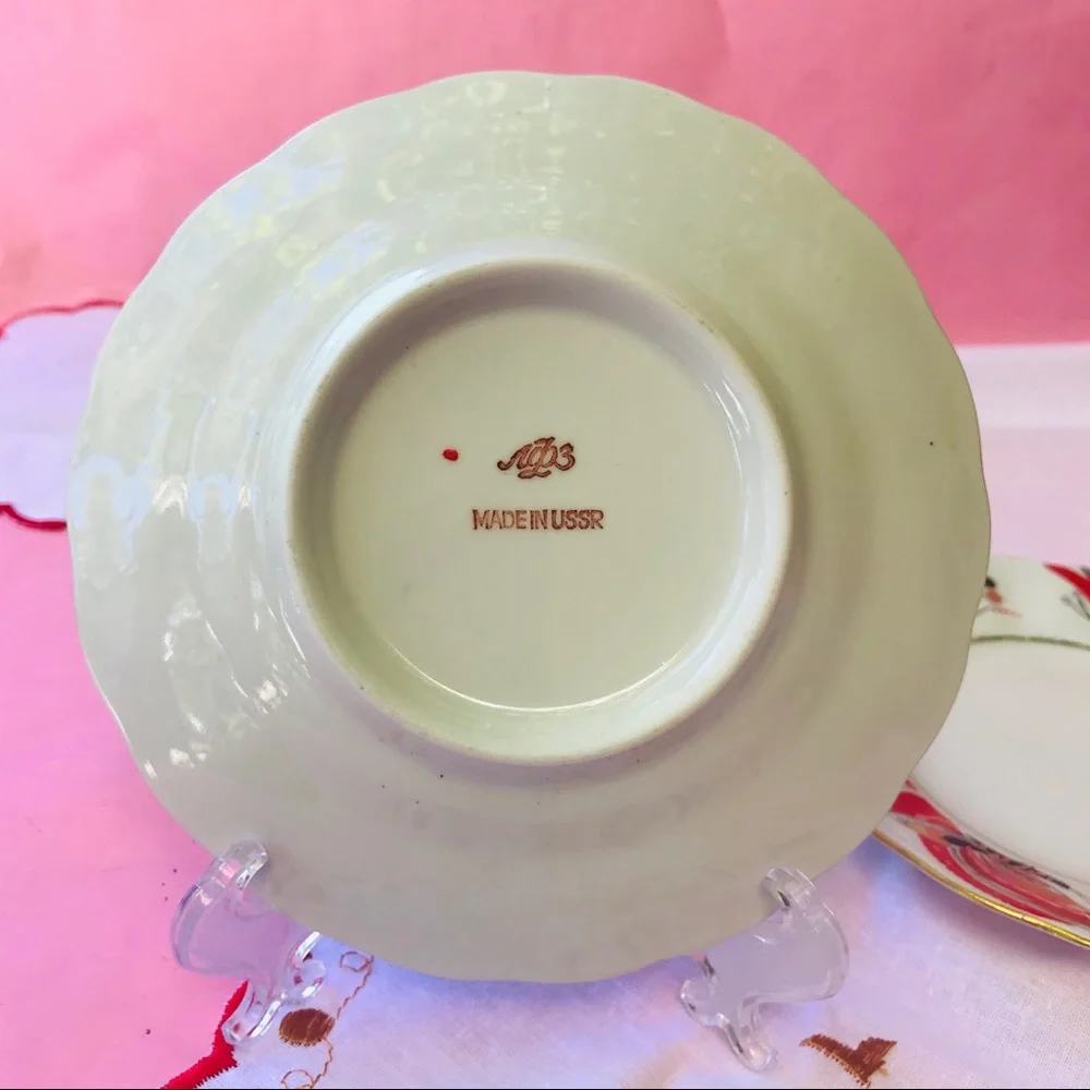 Vintage two mini fine china plates with napkin